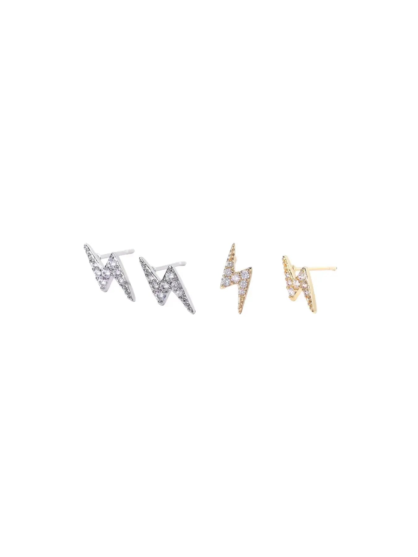 Lightning Design Rhinestone-Embellished Stud Earrings, Stylish Aesthetic Jewelry for Women, Perfect for Parties and Everyday Wear, Trendy Fashion Accessories for Girls