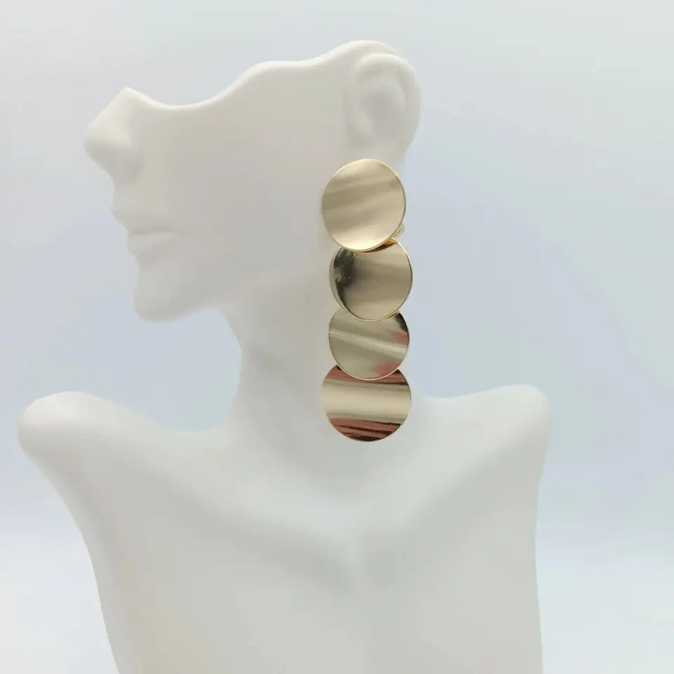 Customizable Dangle Earrings with Sleek Circular Design, Premium Stackable 14K Gold Plated Jewelry