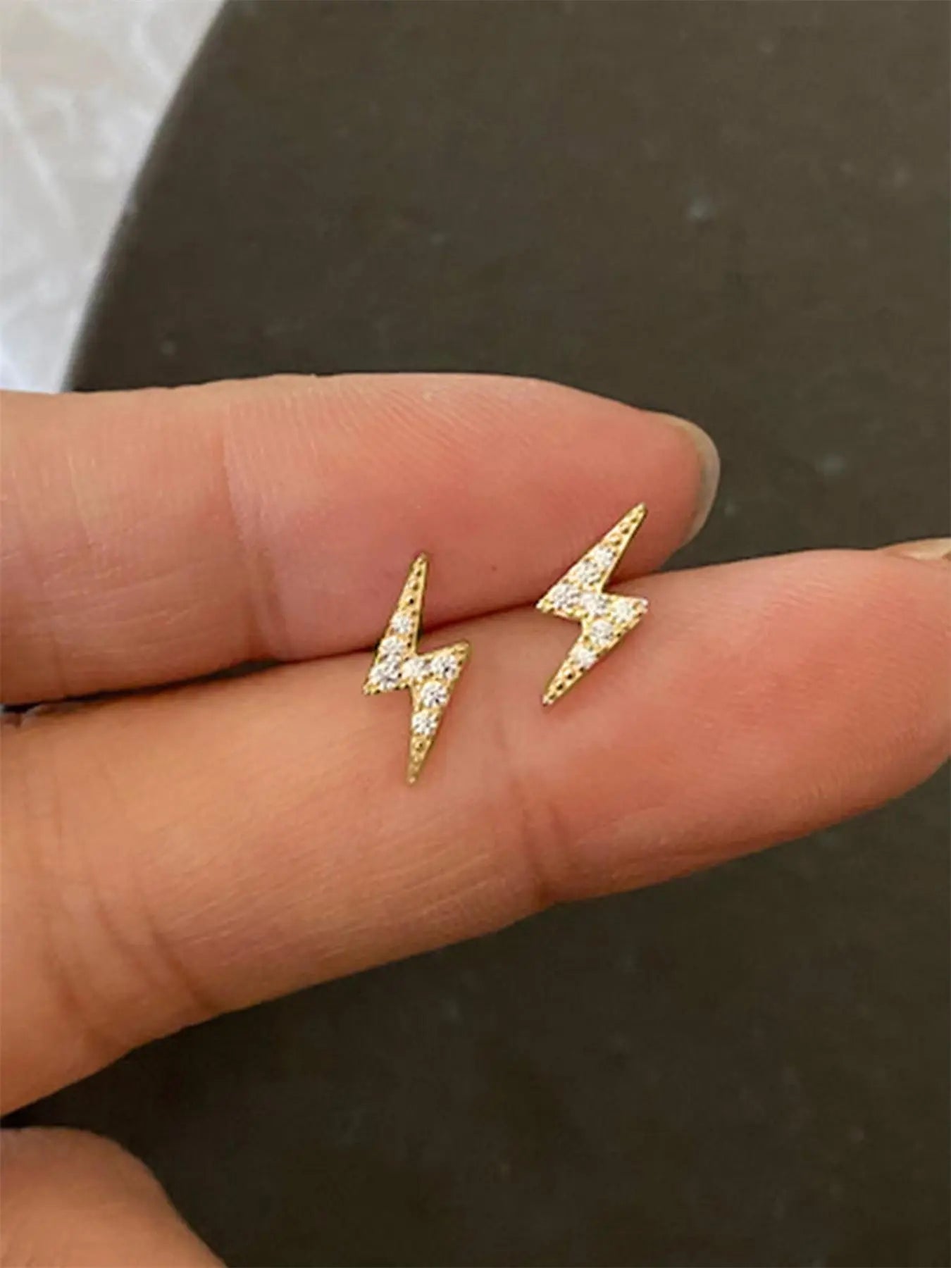 Lightning Design Rhinestone-Embellished Stud Earrings, Stylish Aesthetic Jewelry for Women, Perfect for Parties and Everyday Wear, Trendy Fashion Accessories for Girls