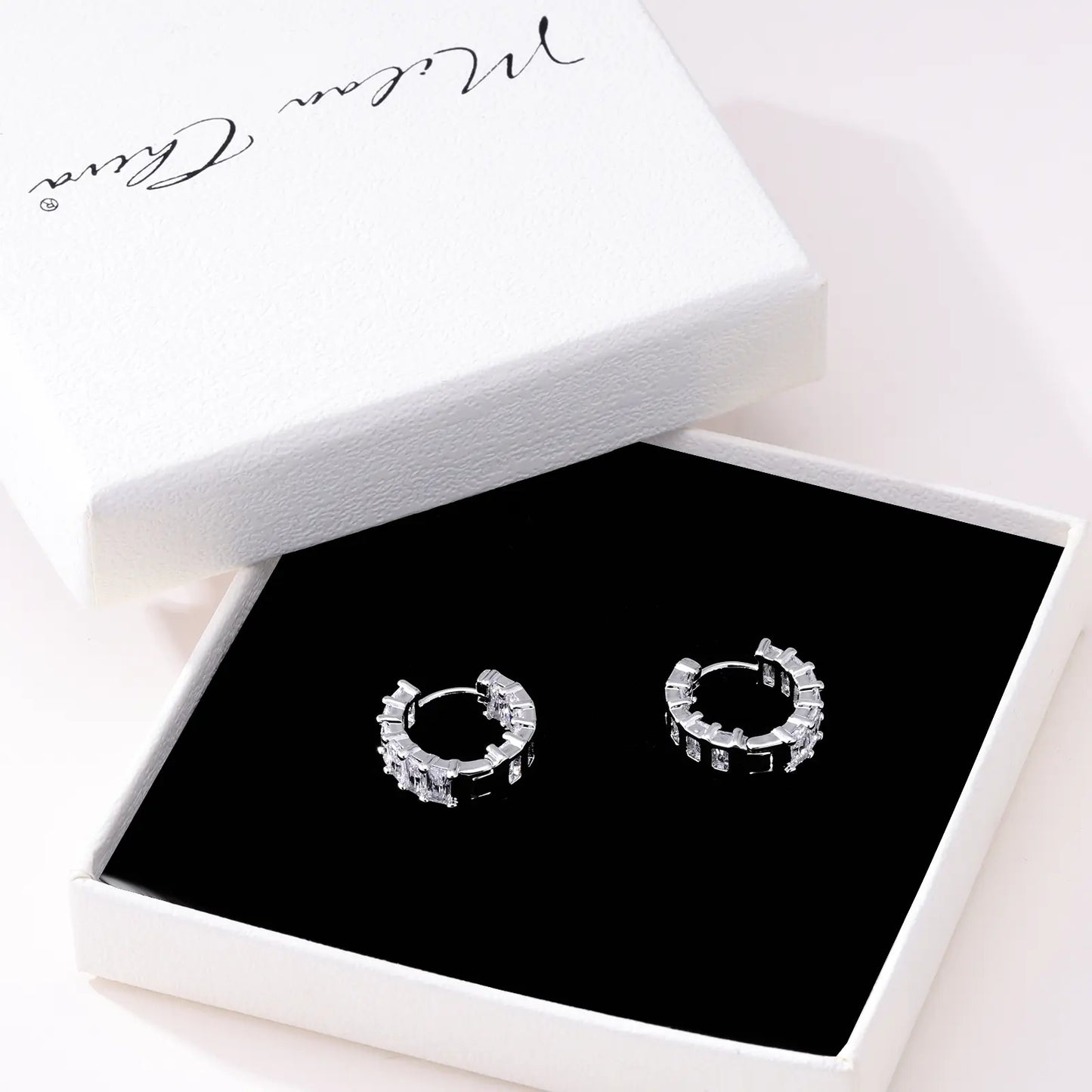 Milan Chiva 14K Gold-Plated Acrylic Clear Rectangle Huggie Hoop Earrings for Women - Geometric Minimalist Design, Lightweight and Hypoallergenic Jewelry for Daily Wear