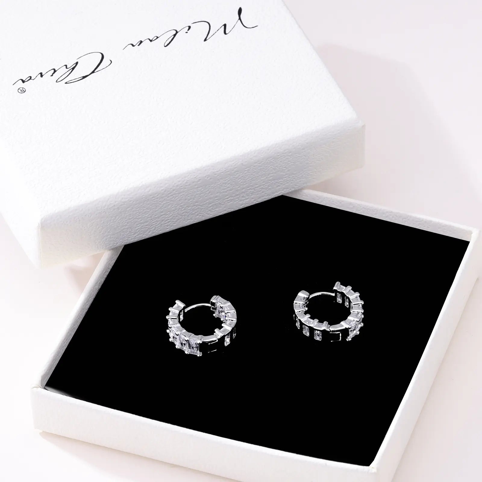 Milan Chiva 14K Gold-Plated Acrylic Clear Rectangle Huggie Hoop Earrings for Women - Geometric Minimalist Design, Lightweight and Hypoallergenic Jewelry for Daily Wear