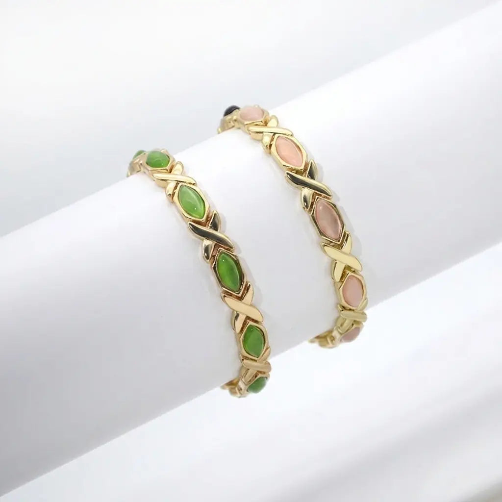 Detachable Energy Magnet Bracelet Featuring Diamond-Shaped Cat's Eye Stones, Adjustable Women's Health Wristband – Ideal Holiday Gift