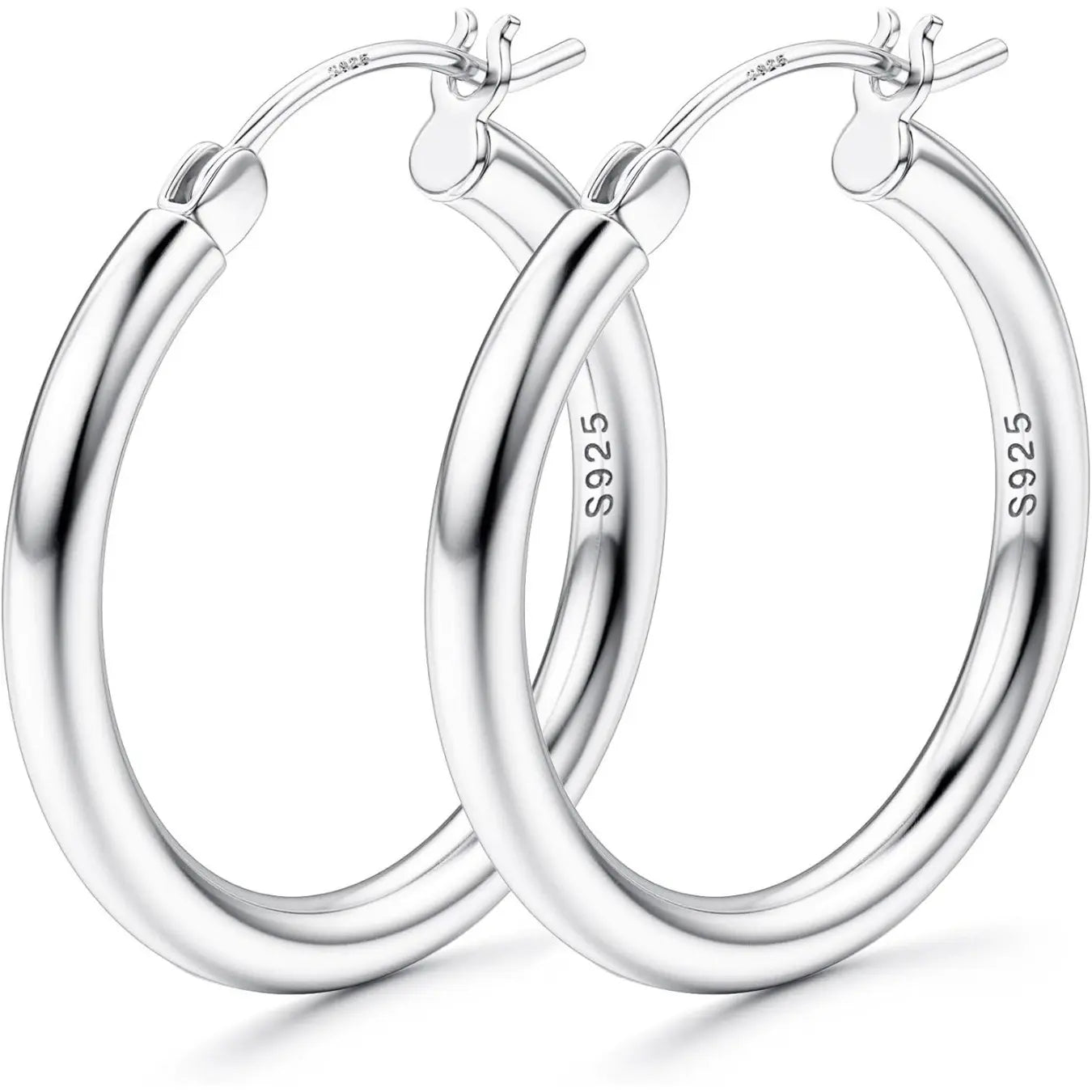 LOLIAS 14K Gold Chunky Hoop Earrings for Women, 925 Sterling Silver Post, Hypoallergenic Lightweight Design, Available in Various Sizes (25/30/40/50/60/70MM)