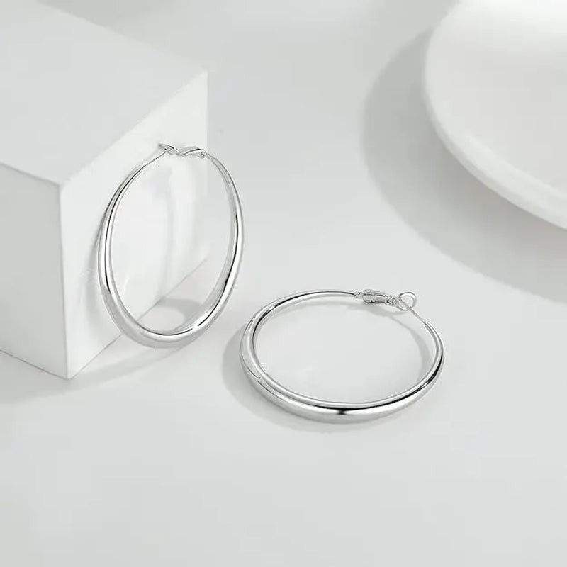18K Gold Plated Chunky Hoop Earrings for Women - Hypoallergenic Thick Round Statement Jewelry Gift