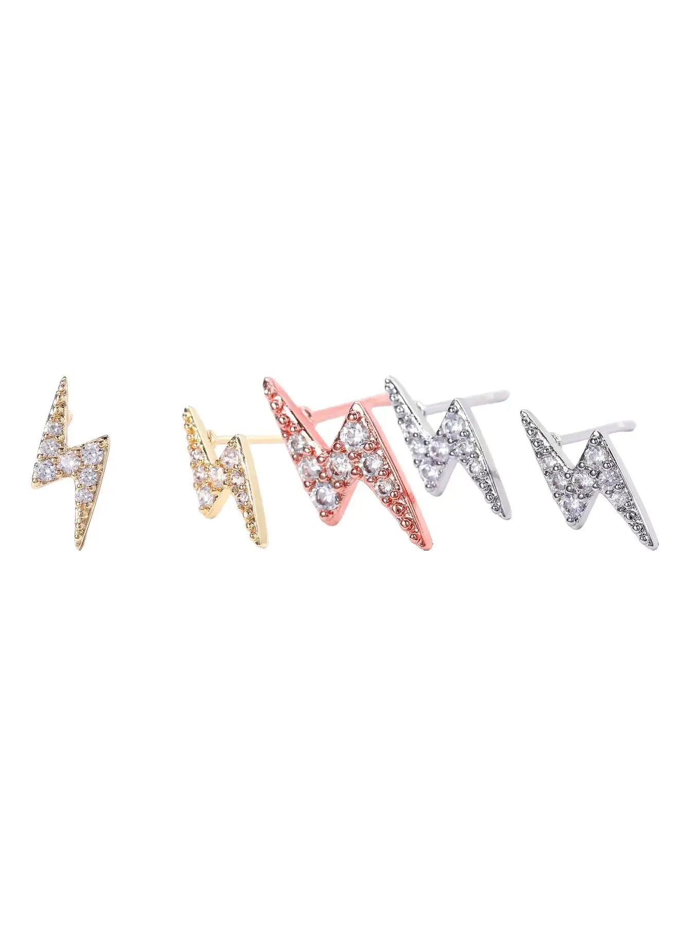 Lightning Design Rhinestone-Embellished Stud Earrings, Stylish Aesthetic Jewelry for Women, Perfect for Parties and Everyday Wear, Trendy Fashion Accessories for Girls