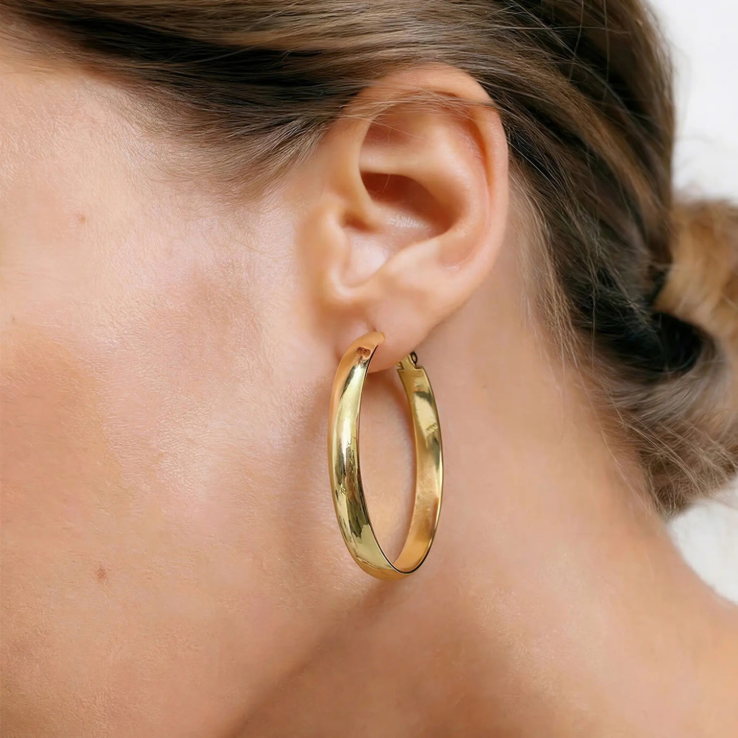 GANIA Women's 18K Gold/Silver Pendant Earrings - Large Low-Allergy Round Design, Lightweight, Available in Multiple Sizes (30/40/50/60)