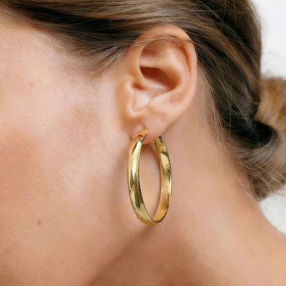 GANIA Women's 18K Gold/Silver Pendant Earrings - Large Low-Allergy Round Design, Lightweight, Available in Multiple Sizes (30/40/50/60)