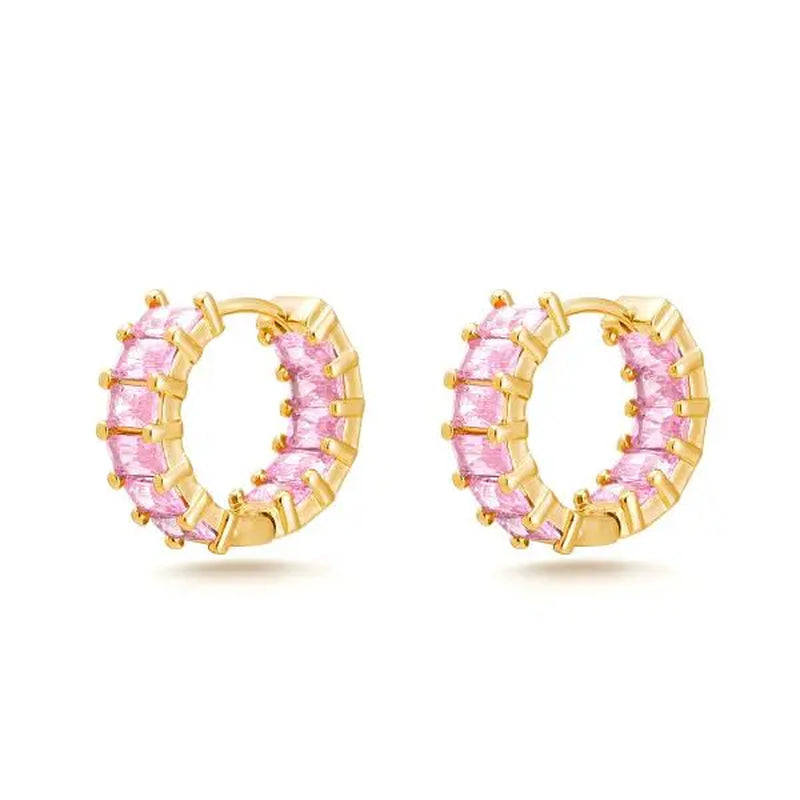 Milan Chiva 14K Gold-Plated Acrylic Clear Rectangle Huggie Hoop Earrings for Women - Geometric Minimalist Design, Lightweight and Hypoallergenic Jewelry for Daily Wear