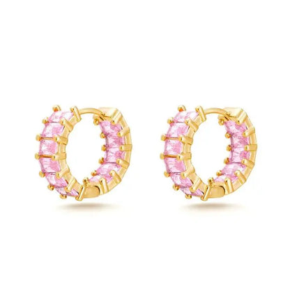 Milan Chiva 14K Gold-Plated Acrylic Clear Rectangle Huggie Hoop Earrings for Women - Geometric Minimalist Design, Lightweight and Hypoallergenic Jewelry for Daily Wear