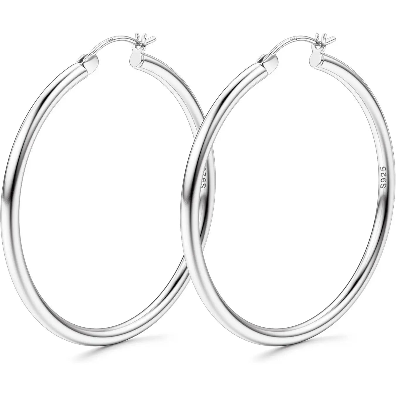 LOLIAS 14K Gold Chunky Hoop Earrings for Women, 925 Sterling Silver Post, Hypoallergenic Lightweight Design, Available in Various Sizes (25/30/40/50/60/70MM)