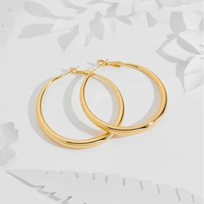 18K Gold Plated Chunky Hoop Earrings for Women - Hypoallergenic Thick Round Statement Jewelry Gift