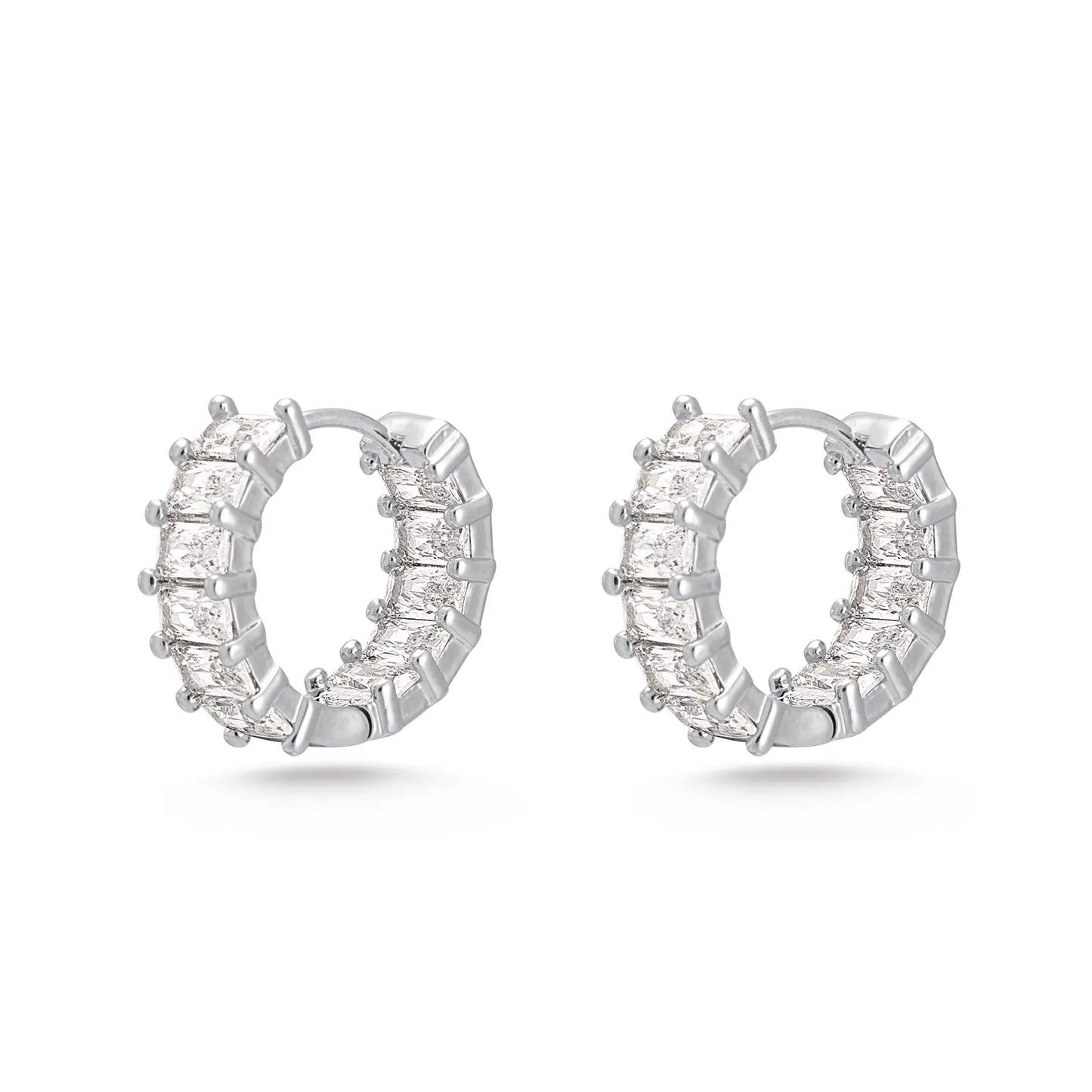 Milan Chiva 14K Gold-Plated Acrylic Clear Rectangle Huggie Hoop Earrings for Women - Geometric Minimalist Design, Lightweight and Hypoallergenic Jewelry for Daily Wear