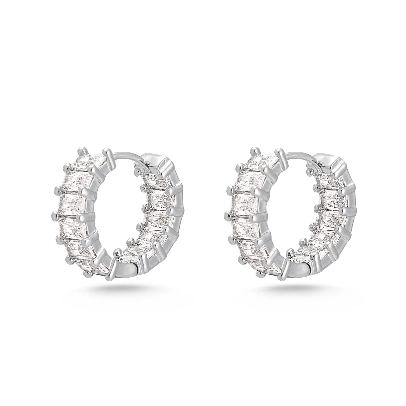 Milan Chiva 14K Gold-Plated Acrylic Clear Rectangle Huggie Hoop Earrings for Women - Geometric Minimalist Design, Lightweight and Hypoallergenic Jewelry for Daily Wear