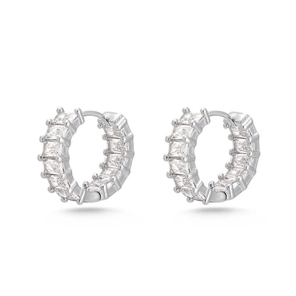 Milan Chiva 14K Gold-Plated Acrylic Clear Rectangle Huggie Hoop Earrings for Women - Geometric Minimalist Design, Lightweight and Hypoallergenic Jewelry for Daily Wear