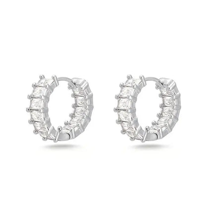 Milan Chiva 14K Gold-Plated Acrylic Clear Rectangle Huggie Hoop Earrings for Women - Geometric Minimalist Design, Lightweight and Hypoallergenic Jewelry for Daily Wear