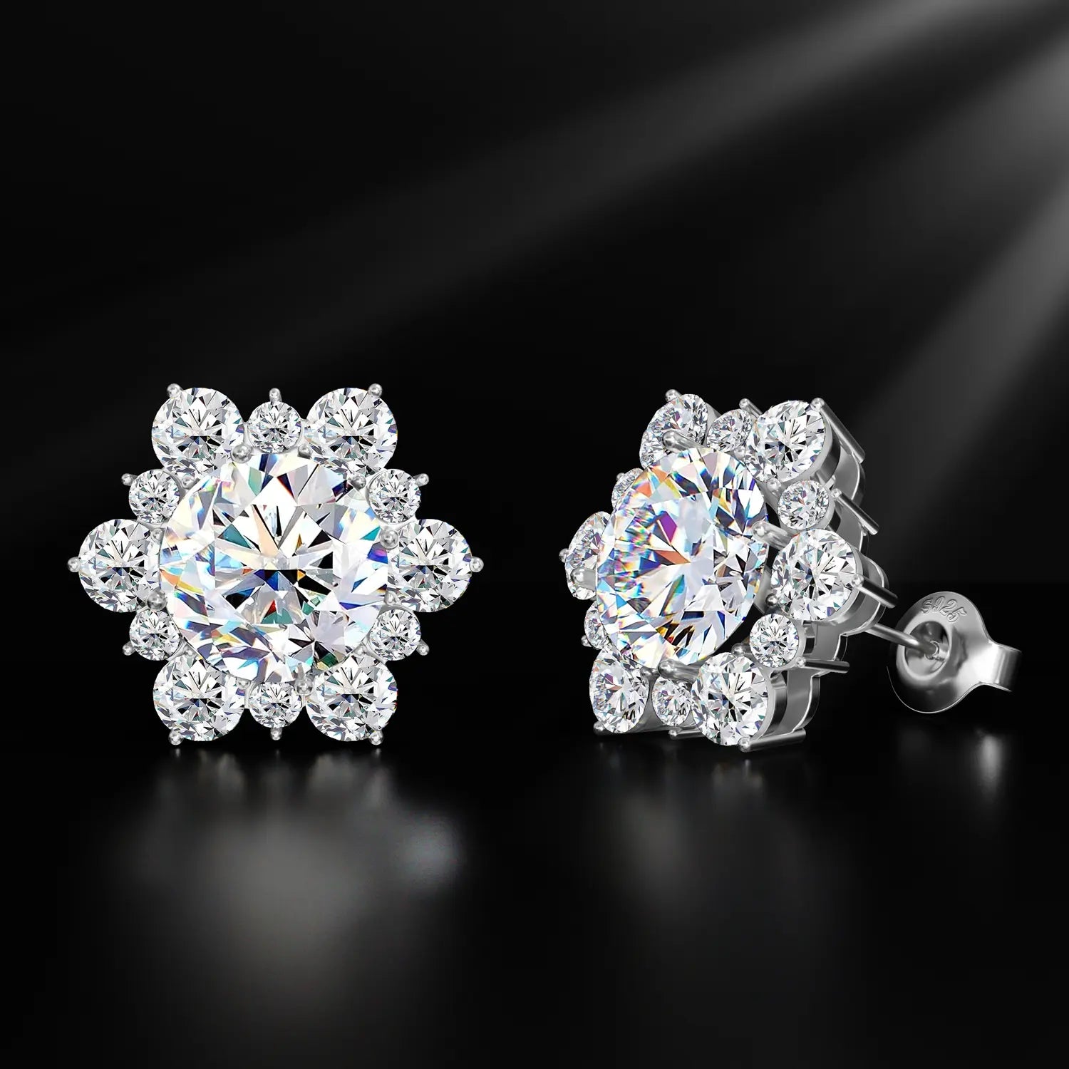 HELLOICE Moissanite Snowflake Stud Earrings - 0.6Ct/2Ct Unisex Synthetic Moissanite Jewelry Gift