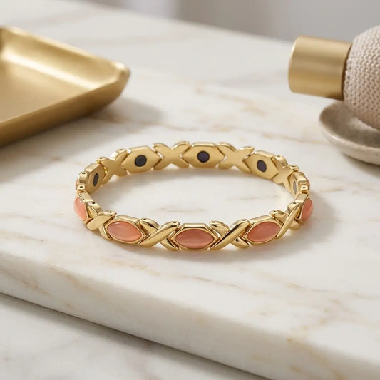 Detachable Energy Magnet Bracelet Featuring Diamond-Shaped Cat's Eye Stones, Adjustable Women's Health Wristband – Ideal Holiday Gift