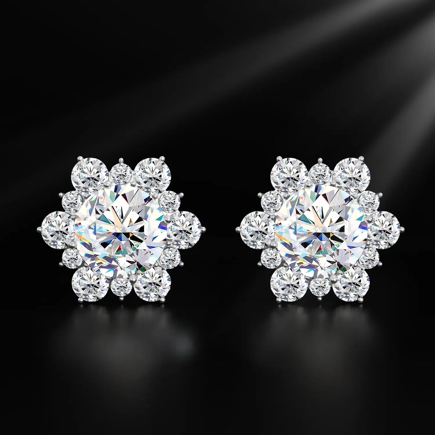 HELLOICE Moissanite Snowflake Stud Earrings - 0.6Ct/2Ct Unisex Synthetic Moissanite Jewelry Gift