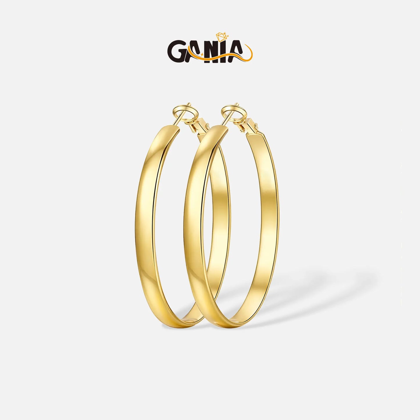 GANIA Women's 18K Gold/Silver Pendant Earrings - Large Low-Allergy Round Design, Lightweight, Available in Multiple Sizes (30/40/50/60)