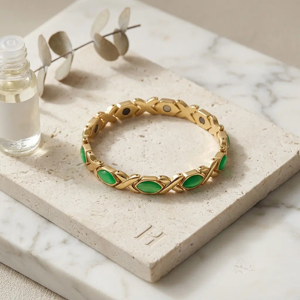 Detachable Energy Magnet Bracelet Featuring Diamond-Shaped Cat's Eye Stones, Adjustable Women's Health Wristband – Ideal Holiday Gift