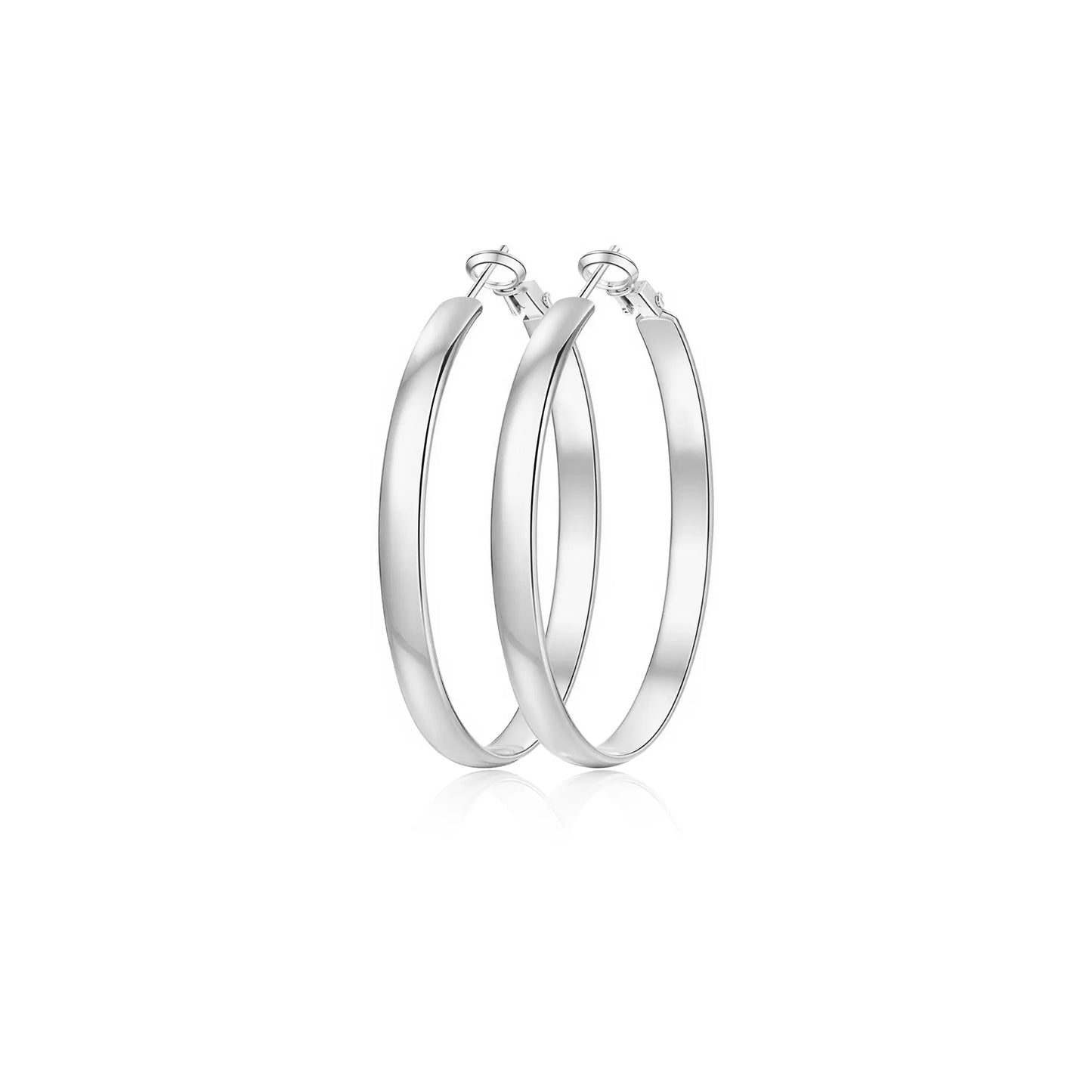 GANIA Women's 18K Gold/Silver Pendant Earrings - Large Low-Allergy Round Design, Lightweight, Available in Multiple Sizes (30/40/50/60)