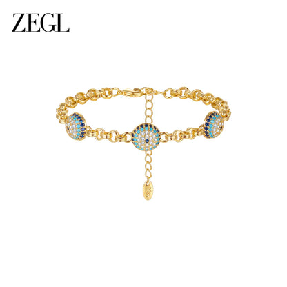 Zengliu 14K Gold-Plated Stackable Zirconia Bracelet for Women - Featuring Evil Eye, Lucky Elephant, Moon & Stars, and Rainbow Designs - Ideal Gifts for Valentine's Day, Birthdays, and Mother's Day