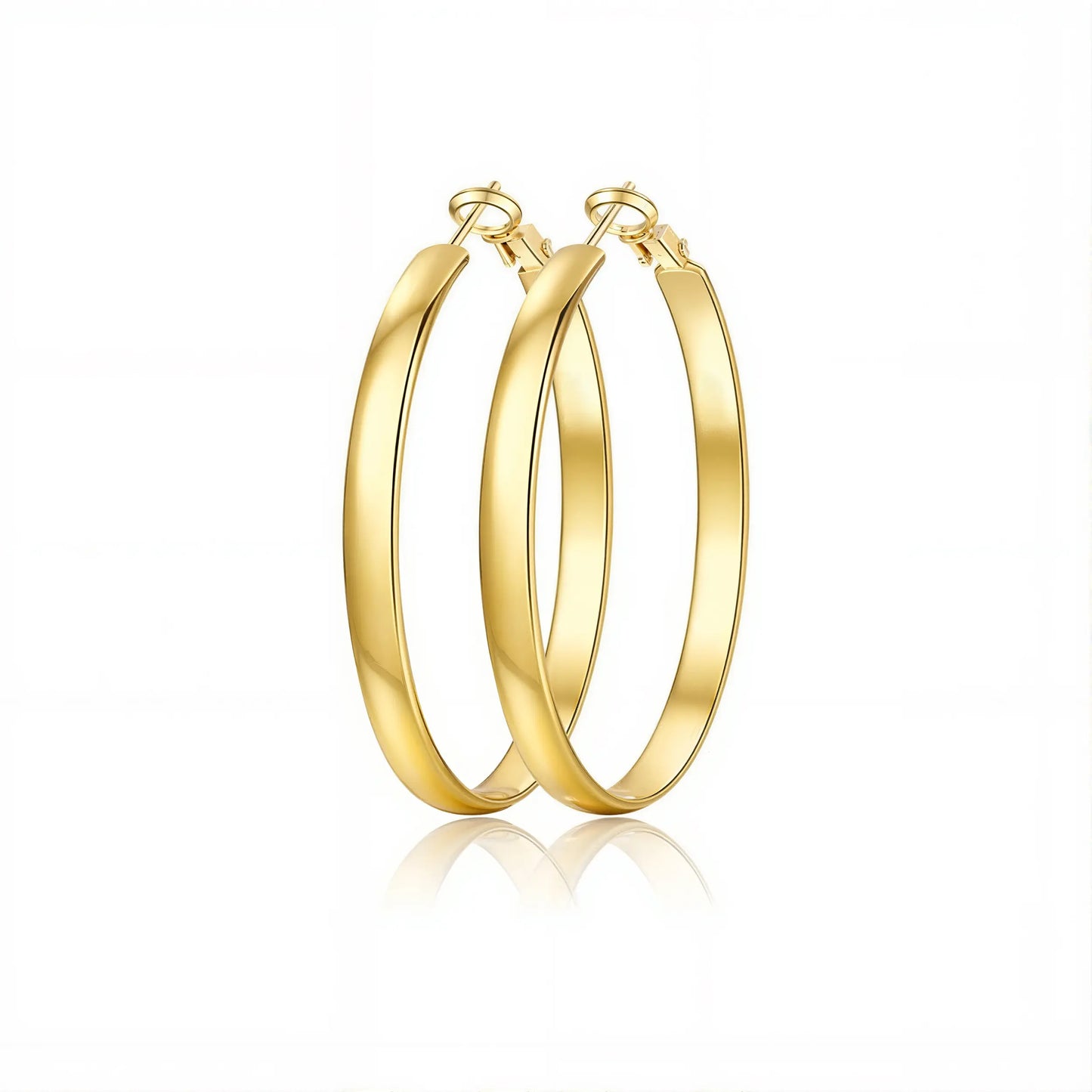 GANIA Women's 18K Gold/Silver Pendant Earrings - Large Low-Allergy Round Design, Lightweight, Available in Multiple Sizes (30/40/50/60)