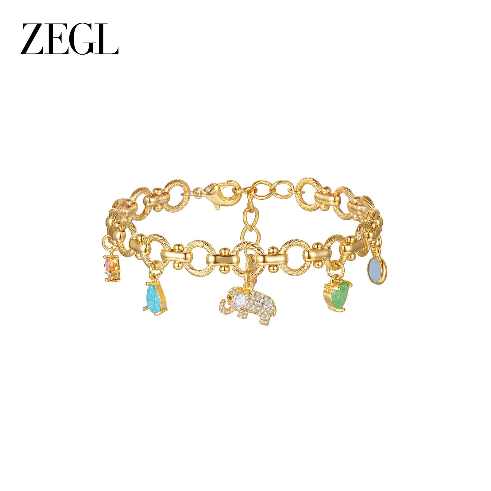 Zengliu 14K Gold-Plated Stackable Zirconia Bracelet for Women - Featuring Evil Eye, Lucky Elephant, Moon & Stars, and Rainbow Designs - Ideal Gifts for Valentine's Day, Birthdays, and Mother's Day