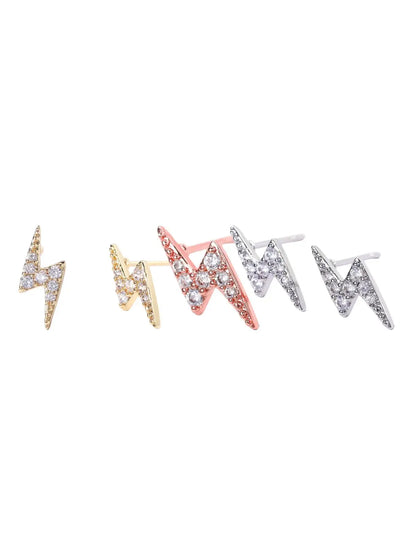 Lightning Design Rhinestone-Embellished Stud Earrings, Stylish Aesthetic Jewelry for Women, Perfect for Parties and Everyday Wear, Trendy Fashion Accessories for Girls