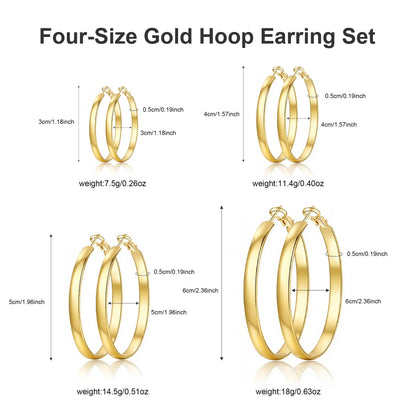 GANIA Women's 18K Gold/Silver Pendant Earrings - Large Low-Allergy Round Design, Lightweight, Available in Multiple Sizes (30/40/50/60)