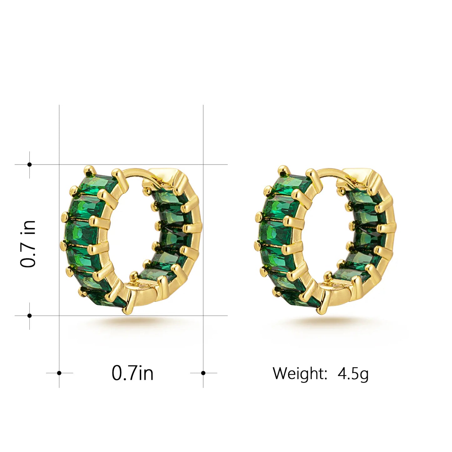 Milan Chiva 14K Gold-Plated Acrylic Clear Rectangle Huggie Hoop Earrings for Women - Geometric Minimalist Design, Lightweight and Hypoallergenic Jewelry for Daily Wear