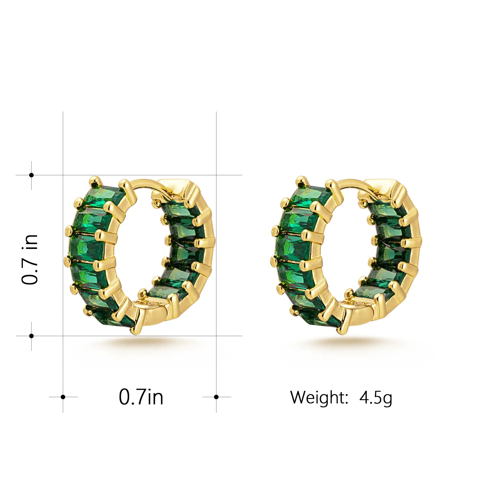 Milan Chiva 14K Gold-Plated Acrylic Clear Rectangle Huggie Hoop Earrings for Women - Geometric Minimalist Design, Lightweight and Hypoallergenic Jewelry for Daily Wear