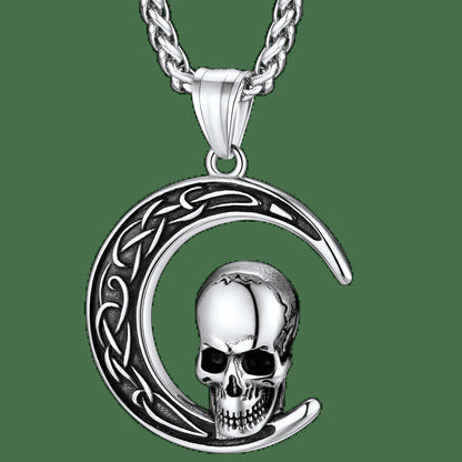 Faithheart Celtic Moon Necklace Irish Jewellery Vintage Pendant Stainless Steel