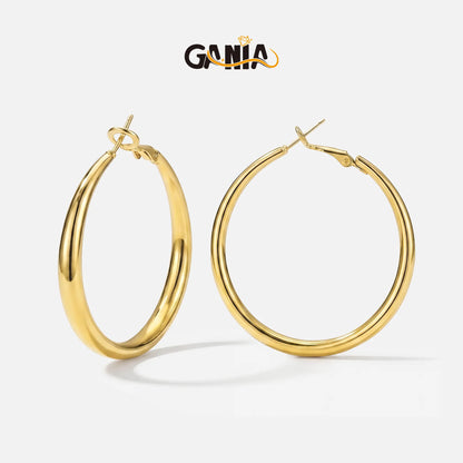 GANIA Hypoallergenic Stainless Steel Gold and Silver Hoop Earrings Set for Women - Lightweight Daily Wear in Various Sizes (30mm, 40mm, 50mm, 60mm) - Perfect Gift for Girlfriend, Wife, or Mom