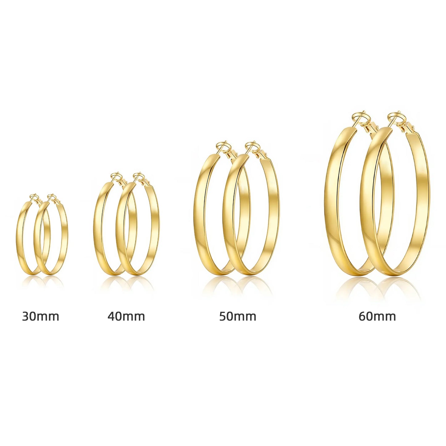 GANIA Women's 18K Gold/Silver Pendant Earrings - Large Low-Allergy Round Design, Lightweight, Available in Multiple Sizes (30/40/50/60)