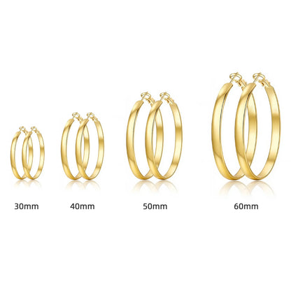 GANIA Women's 18K Gold/Silver Pendant Earrings - Large Low-Allergy Round Design, Lightweight, Available in Multiple Sizes (30/40/50/60)