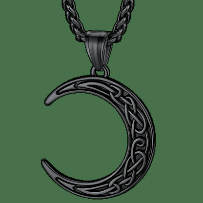 Faithheart Celtic Moon Necklace Irish Jewellery Vintage Pendant Stainless Steel