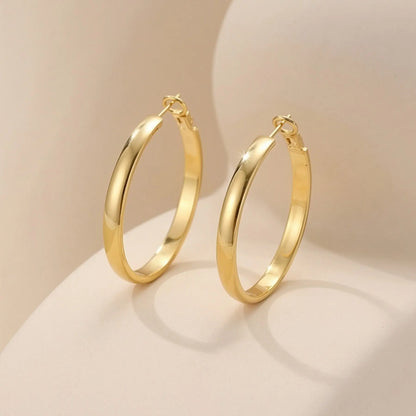 GANIA Women's 18K Gold/Silver Pendant Earrings - Large Low-Allergy Round Design, Lightweight, Available in Multiple Sizes (30/40/50/60)