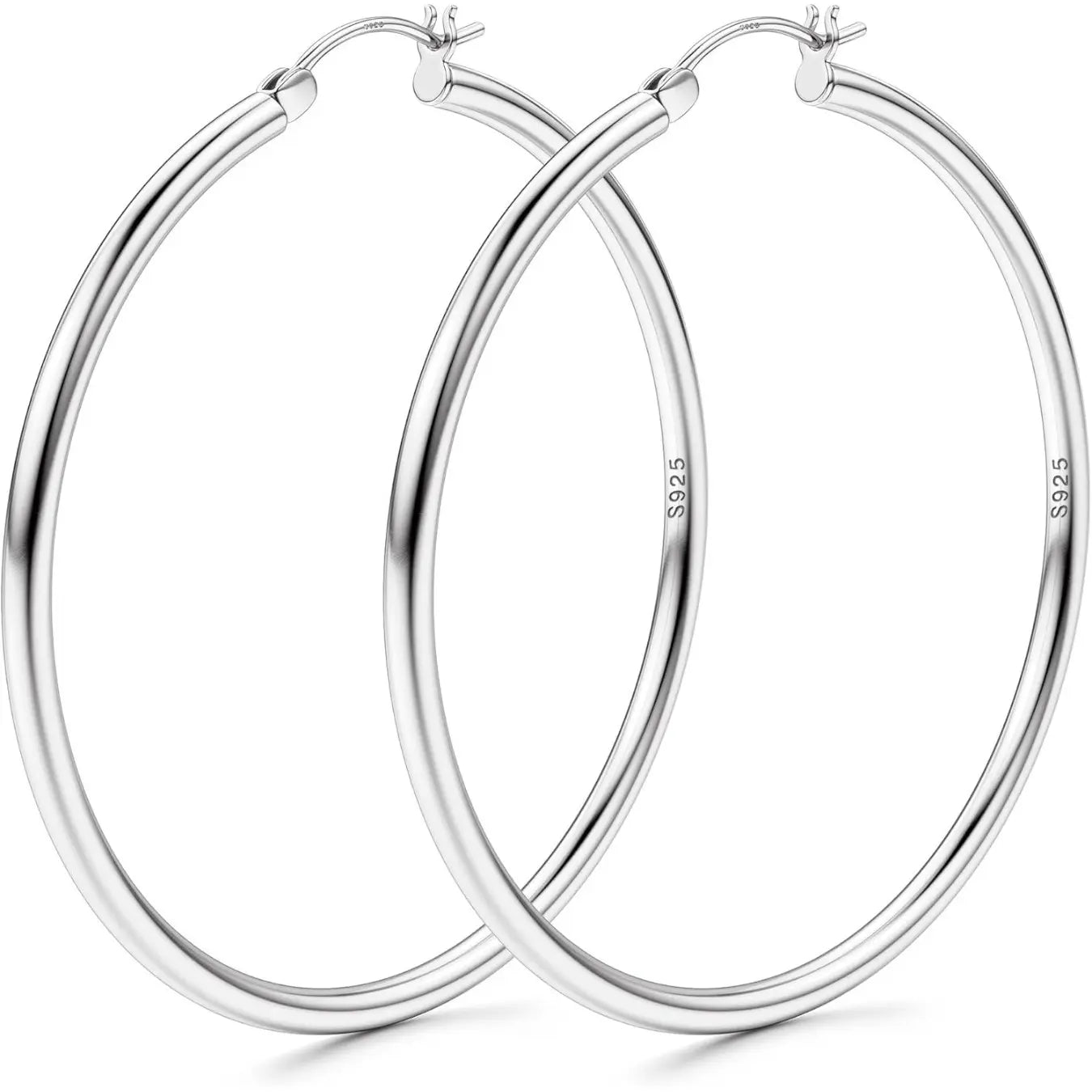LOLIAS 14K Gold Chunky Hoop Earrings for Women, 925 Sterling Silver Post, Hypoallergenic Lightweight Design, Available in Various Sizes (25/30/40/50/60/70MM)