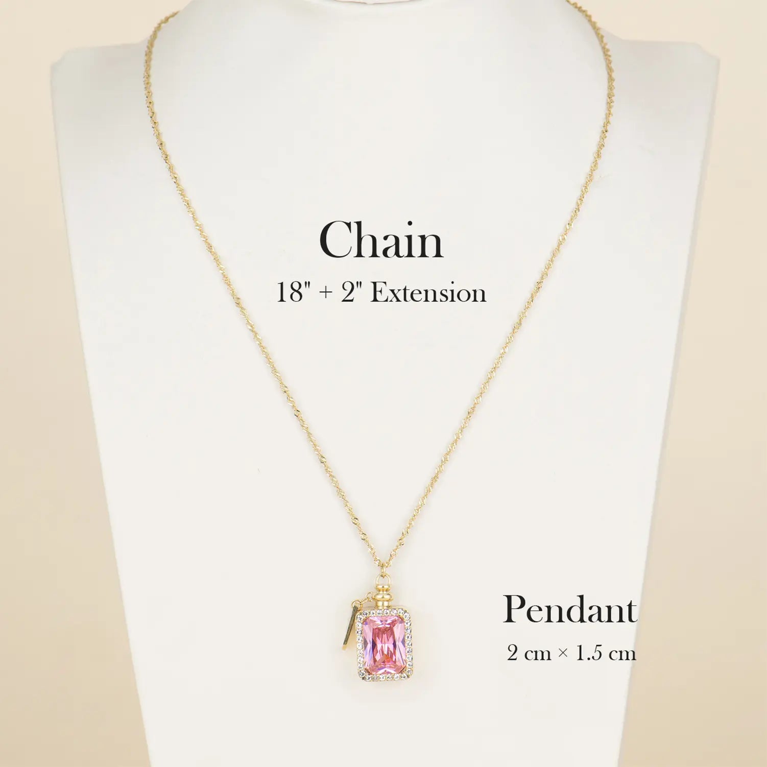 Holylegend 14K Real Gold Plated Perfume Bottle Necklace for Women, Pink Crystal Girl Silhouette Pendant, Vintage Scent Bottle Look，Romantic Gift Jewelry