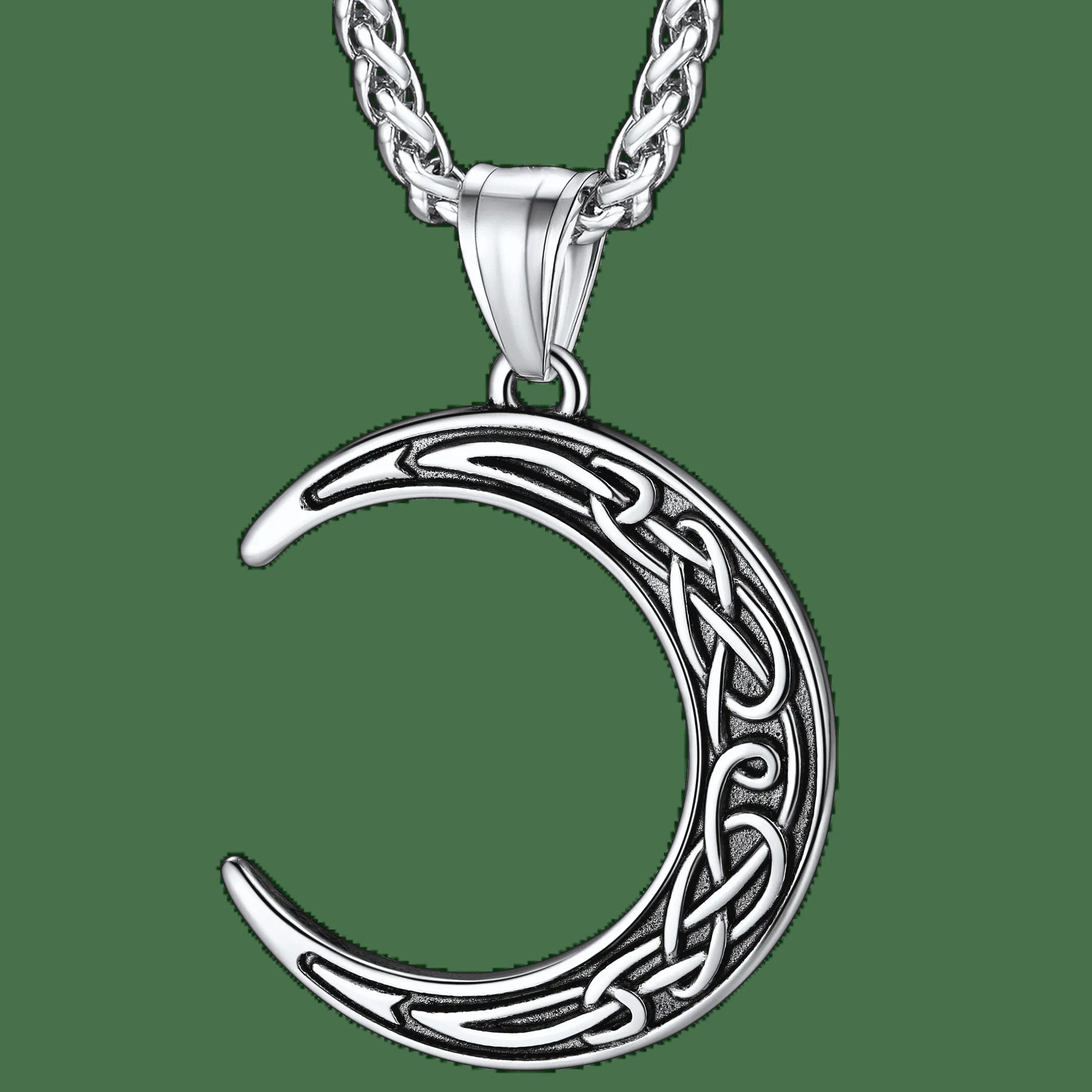 Faithheart Celtic Moon Necklace Irish Jewellery Vintage Pendant Stainless Steel