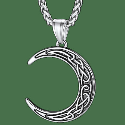Faithheart Celtic Moon Necklace Irish Jewellery Vintage Pendant Stainless Steel