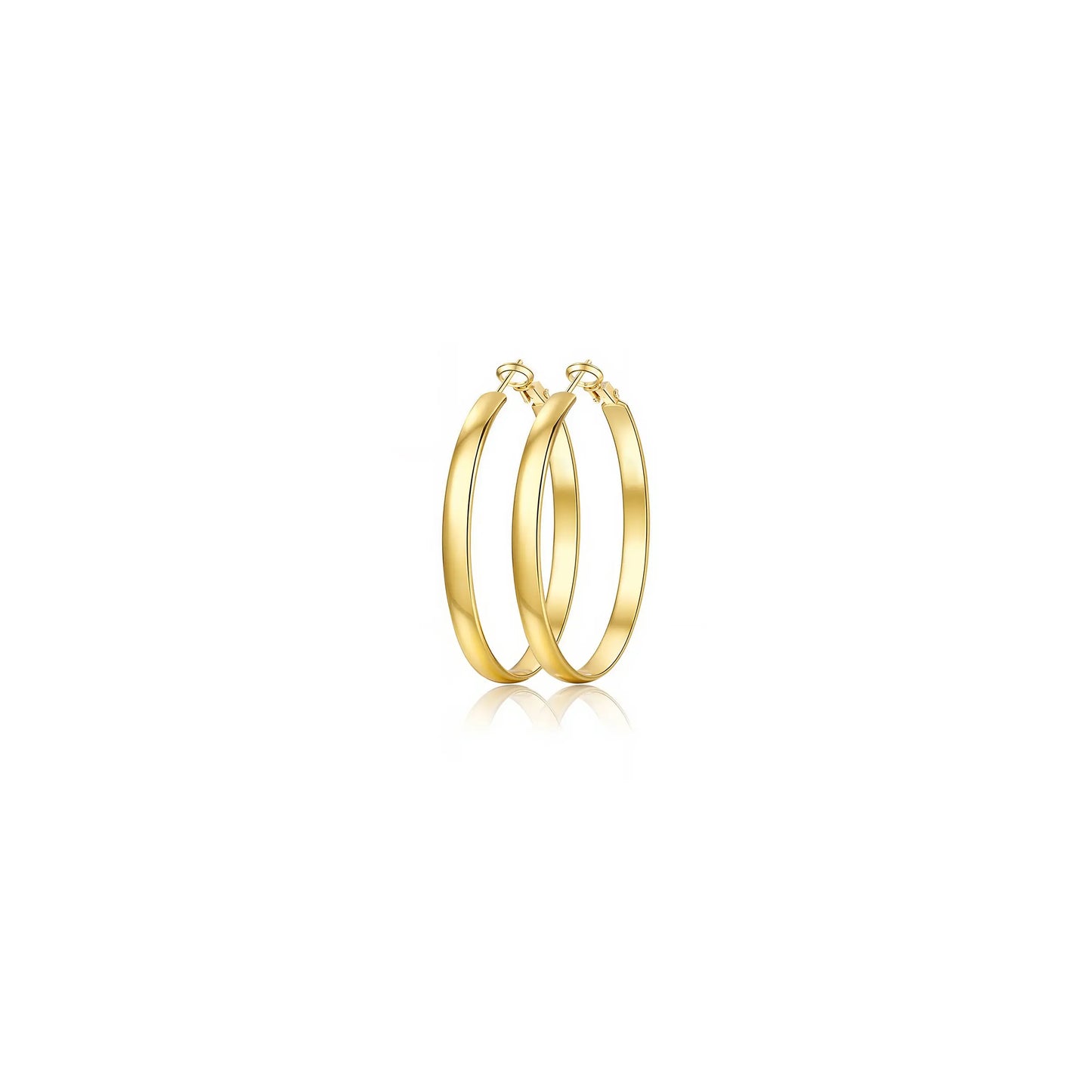 GANIA Women's 18K Gold/Silver Pendant Earrings - Large Low-Allergy Round Design, Lightweight, Available in Multiple Sizes (30/40/50/60)