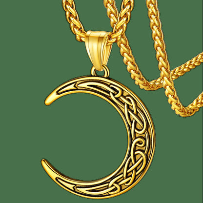 Faithheart Celtic Moon Necklace Irish Jewellery Vintage Pendant Stainless Steel
