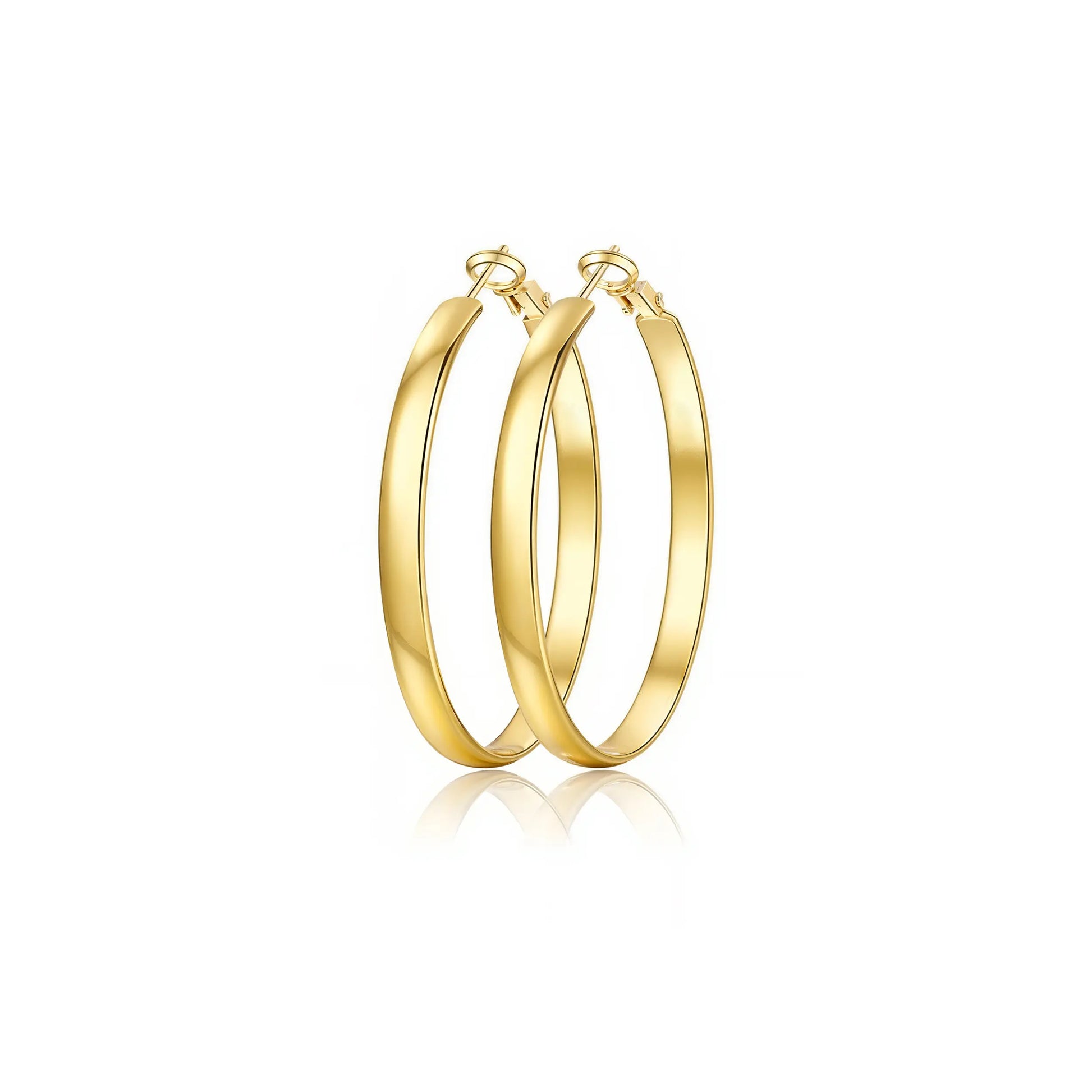 GANIA Women's 18K Gold/Silver Pendant Earrings - Large Low-Allergy Round Design, Lightweight, Available in Multiple Sizes (30/40/50/60)