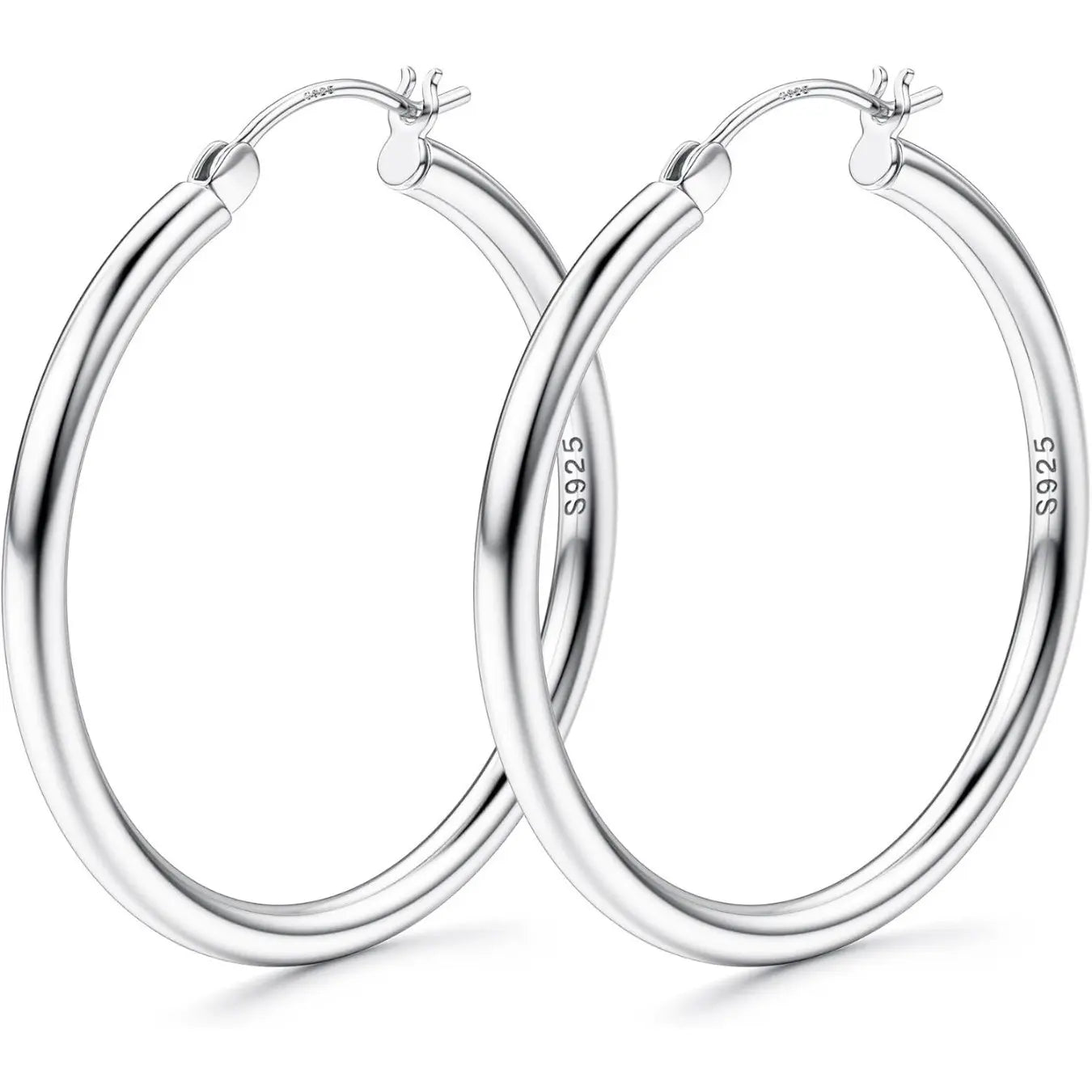 LOLIAS 14K Gold Chunky Hoop Earrings for Women, 925 Sterling Silver Post, Hypoallergenic Lightweight Design, Available in Various Sizes (25/30/40/50/60/70MM)
