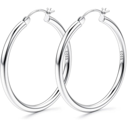 LOLIAS 14K Gold Chunky Hoop Earrings for Women, 925 Sterling Silver Post, Hypoallergenic Lightweight Design, Available in Various Sizes (25/30/40/50/60/70MM)
