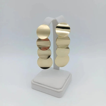 Customizable Dangle Earrings with Sleek Circular Design, Premium Stackable 14K Gold Plated Jewelry