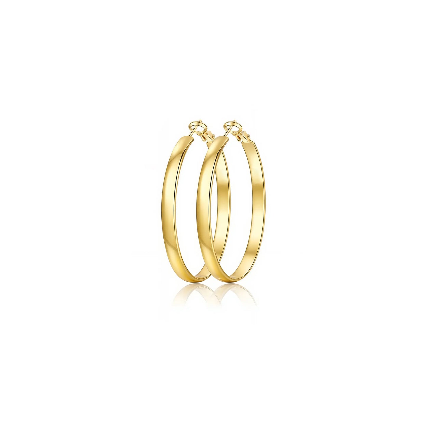 GANIA Women's 18K Gold/Silver Pendant Earrings - Large Low-Allergy Round Design, Lightweight, Available in Multiple Sizes (30/40/50/60)