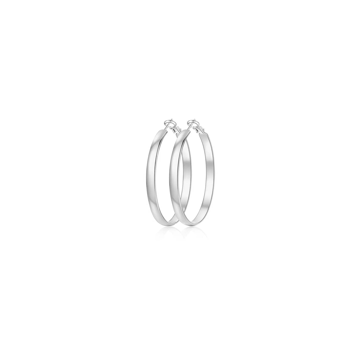 GANIA Women's 18K Gold/Silver Pendant Earrings - Large Low-Allergy Round Design, Lightweight, Available in Multiple Sizes (30/40/50/60)